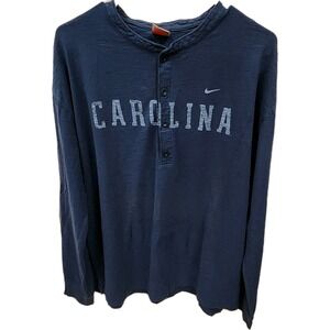 Nike Team Carolina Navy Blue Long Sleeve Henley Shirt Size XXL